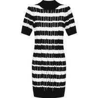 Gestreiftes Ajour-Strick-Minikleid