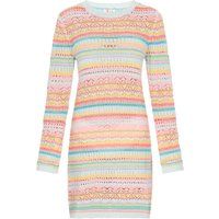Gestreiftes Strick-Minikleid mit Lochmuster