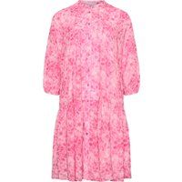 Fließendes gemustertes Kleid mit Stehkragen