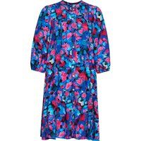Farbenfrohes gestuftes Kleid mit Blumenmuster
