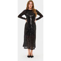 Langärmeliges Pailletten-Midikleid