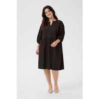 Strukturiertes Midikleid mit Rüschenkragen