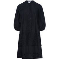 Gestuftes Midi-Hemdkleid mit Lochstickerei