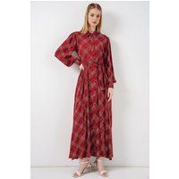 Kariertes Hemdblusenkleid mit Bindegürtel