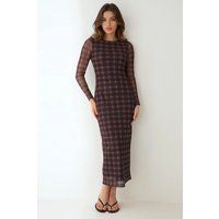 Elegantes Kariertes Bodycon-Midikleid