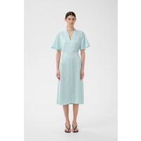 Midikleid mit V-Ausschnitt und Taillenraffung