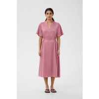 V-Ausschnitt Midikleid mit Taillenraffung