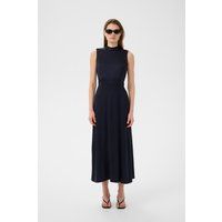 Elegantes Hochgeschlossenes Satin-Midikleid