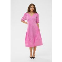 A-Linien-Kleid mit Puffärmeln und V-Ausschnitt