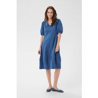 A-Linien-Kleid mit Puffärmeln und V-Ausschnitt