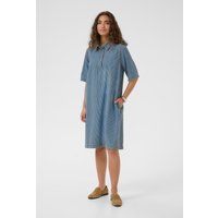Gestreiftes Hemdblusenkleid in A-Linie