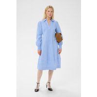 Gestreiftes Midi-Hemdblusenkleid in A-Linie