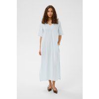Gestreiftes Maxi-Kleid mit V-Ausschnitt