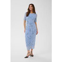 Drapiertes Midi-Meshkleid mit Blumenmuster