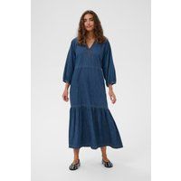Gestuftes Jeans-Maxikleid