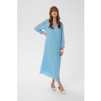 Lockeres Plissee-Midikleid mit V-Ausschnitt