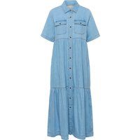 Gestuftes Denim-Hemdkleid in Midilänge