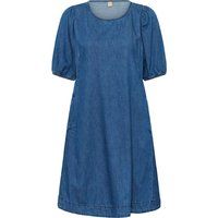 Denimkleid mit Puffärmeln in A-Linie