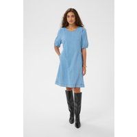 A-Linien-Denimkleid mit Puffärmeln