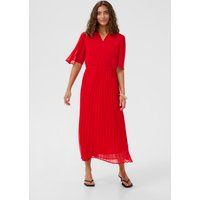 Feminines Plissee-Midikleid mit Wickelausschnitt