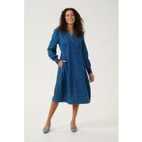 Lässiges Denim-Midi-Kleid mit Henley-Ausschnitt