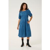 Denim-Midikleid mit Puffärmeln