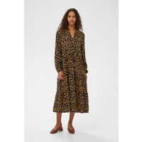 Gestuftes Midikleid mit Leopardenmuster