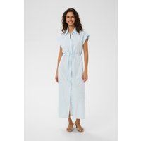 Gestreiftes Midi-Hemdblusenkleid mit Gürtel