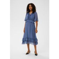 Chiffon-Midikleid mit Rüschen und Flatterärmeln