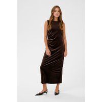 Ärmelloses Samt-Maxikleid mit seitlicher Raffung