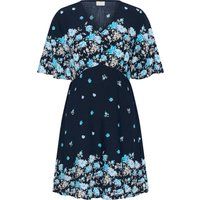 Florales A-Linien-Minikleid mit V-Ausschnitt