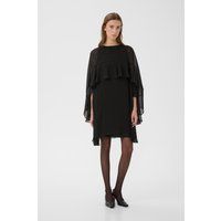 Fließendes Cape-Kleid mit Rüschen