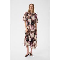 Gemustertes Hemdblusen-Midikleid in A-Linie