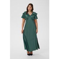 Elegantes Satin-Maxikleid mit Rüschenärmeln