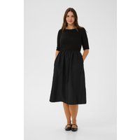 Midi-Kleid mit Materialmix und Taschen