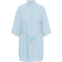 Strukturiertes Hemdblusenkleid mit Bindegürtel