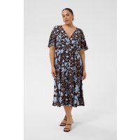 Florales Midi-Wickelkleid mit V-Ausschnitt