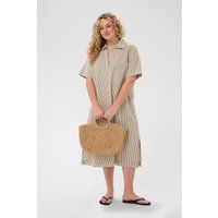 Gestreiftes Hemdblusenkleid Weiter Schnitt