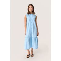 Ärmelloses gestuftes Baumwoll-Hemdblusenkleid