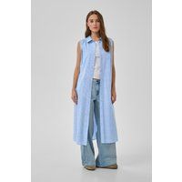 Gestreiftes ärmelloses Midi-Hemdblusenkleid