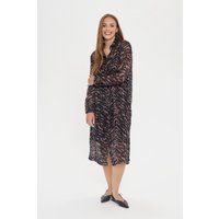 Midi-Hemdkleid mit Tierprint und Plissee