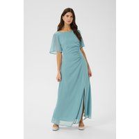 Elegantes Maxikleid mit Raffung und Schlitz