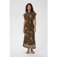 Strukturiertes Maxi-Kleid mit Meeresprint und Gürtel