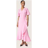 Gestreiftes Wickelkleid mit Rüschensaum
