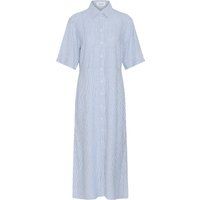 Gestreiftes Hemdblusenkleid in Midi-Länge
