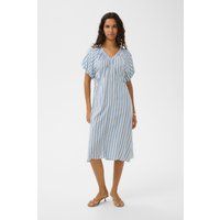 Gestreiftes Midikleid mit V-Ausschnitt