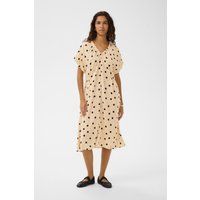 Gepunktetes Midikleid mit Taillenzug