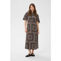 Midi-Kleid mit geometrischem Quadratmuster