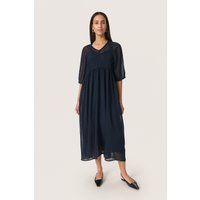 Strukturiertes Midikleid mit V-Ausschnitt