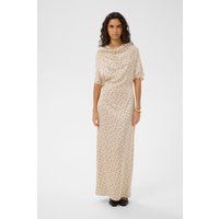 Drapiertes Maxikleid mit Punktemuster